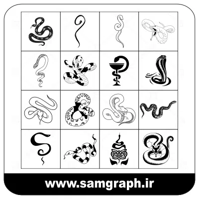 دانلود کالکشن وکتور انواع مار ها- Download snake vector