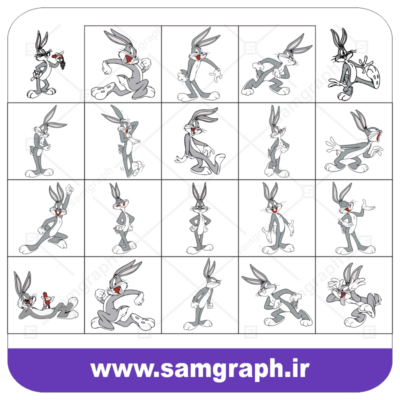 دانلود طرح وکتور پک کارتونی باگزبانی - Download Bugs Bunny pack vector