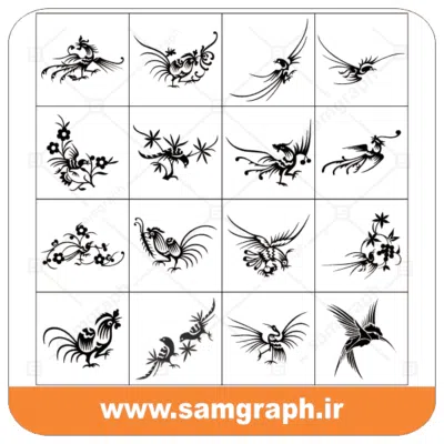 دانلود لوگو وکتور هنری از سیمرغ(نماد گرای) - DOWNLOAD HONARI SMORGH VECTOR