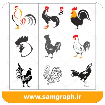 دانلود طرح وکتور پک انواع خروس - DOWNLOAD Rooster VECTOR