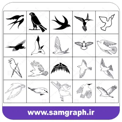 دانلود طرح وکتور پک انواعی از پرندگان2 - 2 Download birds pack Vector