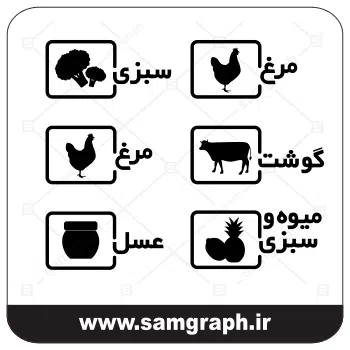 وکتور و طرح مرغ گوشت عسل میوه سبزی  - مناسب فروشگاه مواد غذایی