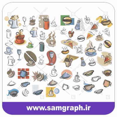 وکتور لوگو لیوان - ماگ - قهوه - فست فود - ساندویچ -  caffe restorant