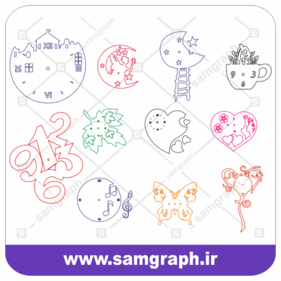 وکتور ساعت - oclock - برش لیزر - برش چوب