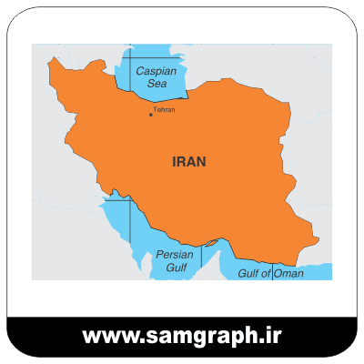 وکتور نقشه کشور ایران - دریای خزر - عمان - خلیج فارس