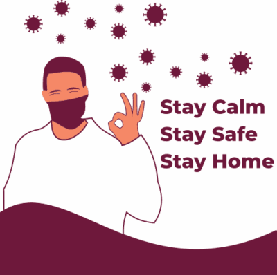 وکتور شعار کرونا - در خانه بمانید ،  آرام و بی خطر بمانید