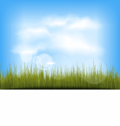 وکتور منظره بهاری چمنزار و اسمان