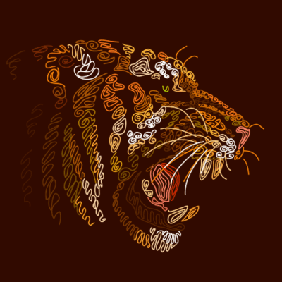 وکتور طرح خطی نقاشی متفاوت از یک ببر وحشی تیز دندان