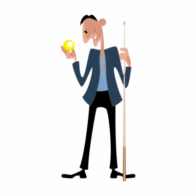 وکتور طرح مرد بیلیارد باز - توپ و چوب بیلیارد