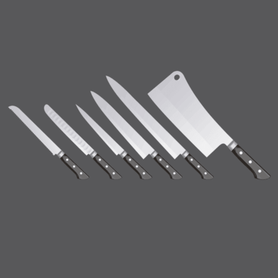 وکتور ست کامل چاقو آشپزخانه - کارد ، ساتور