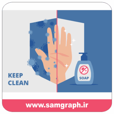 وکتور دست آلوده به ویروس کرونا - شستشو - ضد عفونی