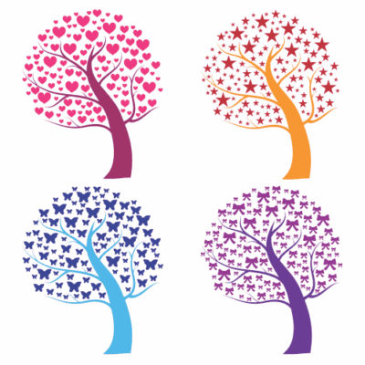 وکتور درخت های - ستاره ، قلب ، پروانه و پاپیون