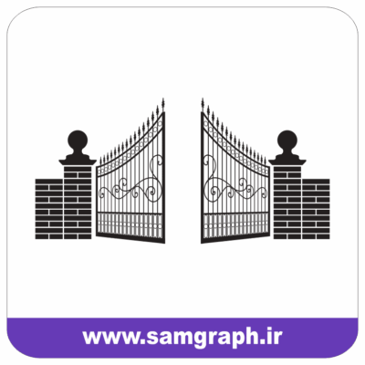 وکتور در ورودی پارکینگ ساختمان - در آهنی فرفوژه با دیوار آجری