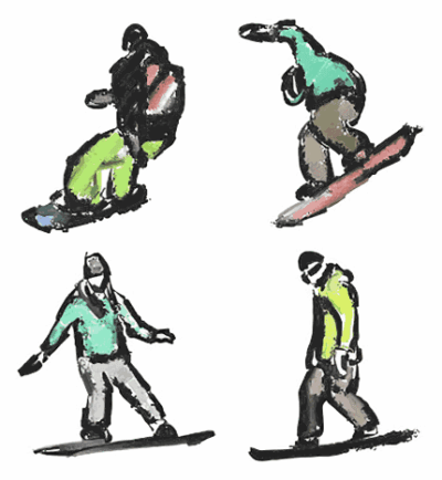 وکتور طرح نقاشی اسکی باز - رنگ قلم