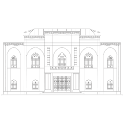 وکتور فایل خطی عمارت بزرگ قدیمی - طاق و قوس پنجره - معماری ایرانی