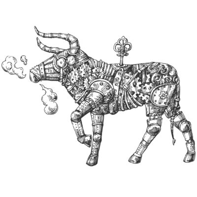 طرح وکتور گاو کوکی - گاو مکانیکی چرخ دنده ای