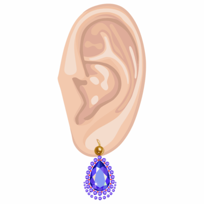 وکتور طرح گوش انسان - گوشواره بنفش زینتی