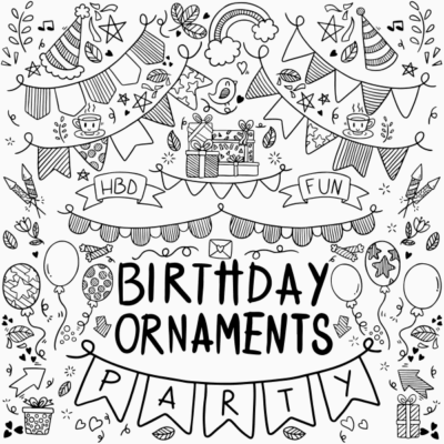 وکتور وسایل تزیینی روز جشن تولد - ریسه و بادکنک