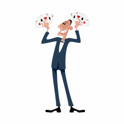 وکتور طرح مرد شعبه باز - کارت بازی