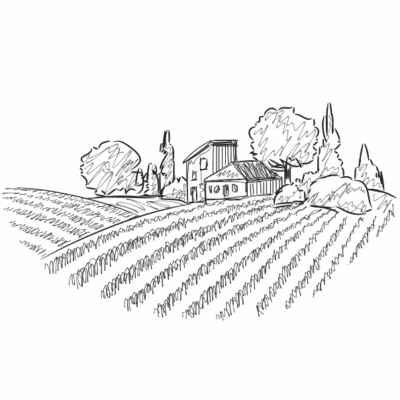 وکتور مزرعه و زمین کشاورزی - کلبه و درختان