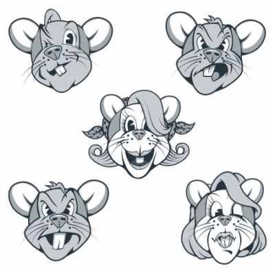 وکتور حالات مختلف اقا و خانم موش - موش شاد - موش لجباز - موش عصبانی - موش باحال