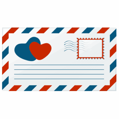 وکتور پاکت نامه عاشقانه - تمبر و قلب