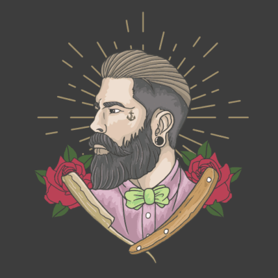 دانلود طرح وکتور آماده استیکر روی شیشه مرد آرایشگر - باربر شاپ