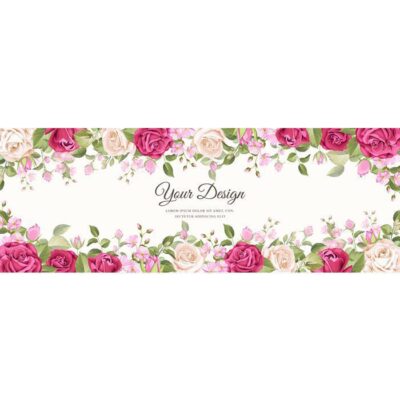 طرح وکتور قالب آماده گل - حاشیه بالا و پایین - حاشیه بهاری - اسلیمی و تذهیب 2