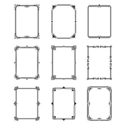 طرح وکتور قالب و قاب خالی زینتی مناسب خوشنویسی - ست 9 تایی فرم‌ های آماده خالی