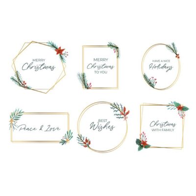 طرح وکتور قاب های آماده طلایی - کادر و فرم‌ های آماده - قالب کریسمس