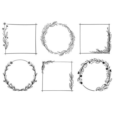 دانلود 6 طرح وکتور قاب - کادر خالی - مربع - دایره - کادر خطی گل