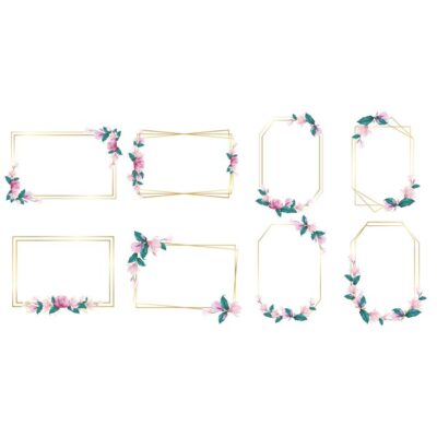 تصویر با کیفیت وکتور - قاب خالی با گوشه گل - بهاری - کادر و حاشیه