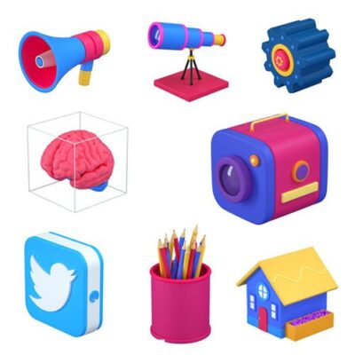 پنجاه عدد آیکون سه بعدی