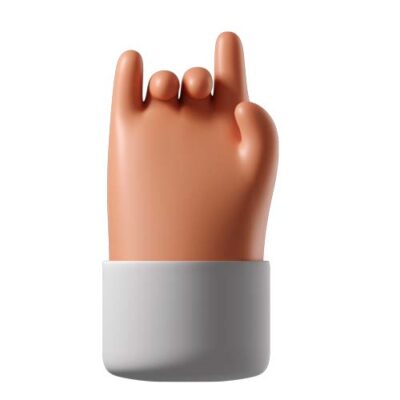 آیکون سه بعدی 3D - نماد دست و نشانه راک Rock -png