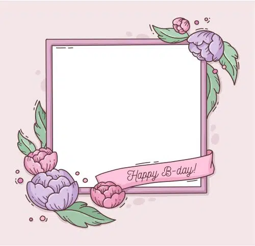 birthday frame with flowers 2 آیکون سه بعدی دست سازی تبریک بیگانه