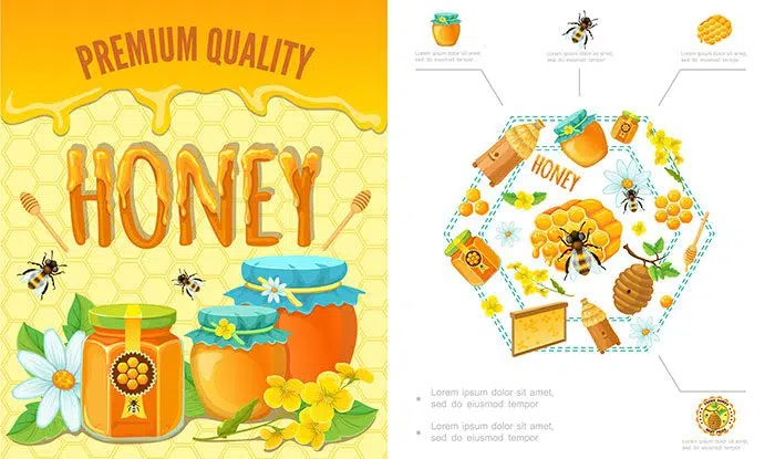 cartoon beekeeping colorful composition with bees honeycomb hive clipper stick 1 طرح وکتور اینفوگرافی نقشه ایران و نقشه جهان و نمودارهای آماری