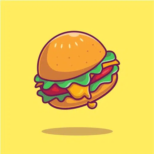 cheese burger cartoon icon illustration 1 طرح وکتور گرافیکی سنجش قد با تم کودکانه
