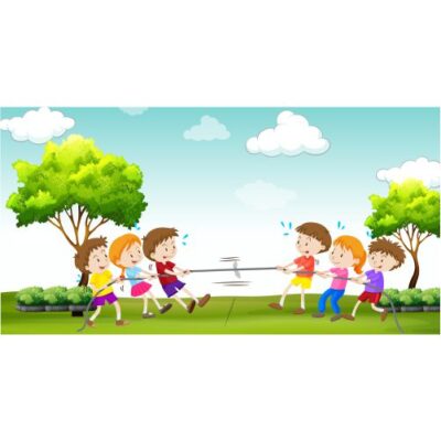 طرح وکتور بازی طناب کشی کودکان