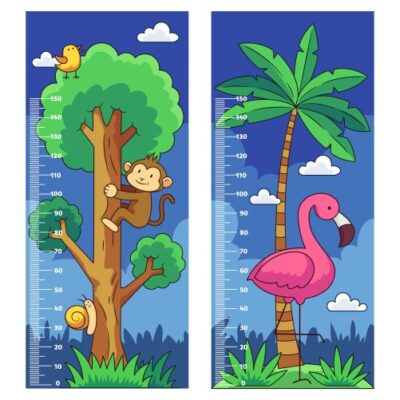 طرح وکتور گرافیکی سنجش قد با تم کودکانه