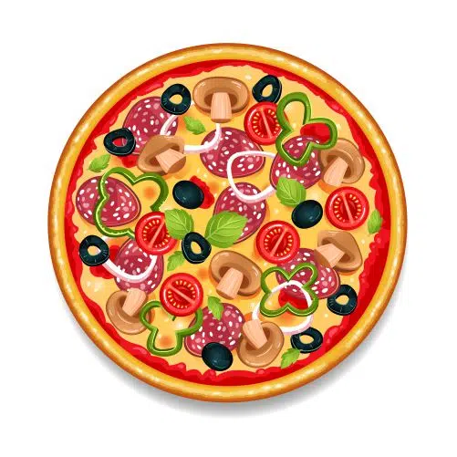 colorful round tasty pizza 1 وکتور پیتزا