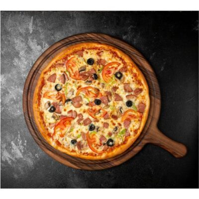 تصویر با کیفیت پیتزا مخلوط پپرونی - عکس پیتزا زیتون سیاه گوجه