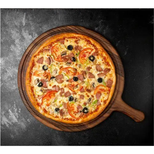 crispy mixed pizza with olives sausage 1 عکس با کیفیت ساندویچ برگر