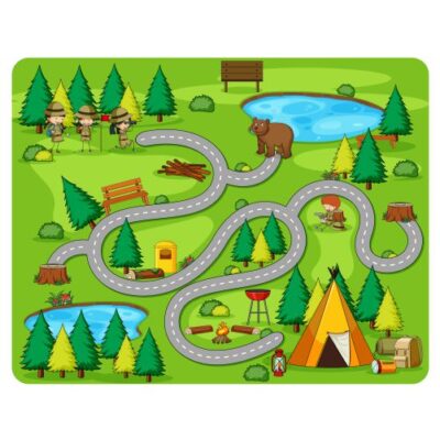 وکتور کارتون ماز دهکده و و سرخ پوست ها