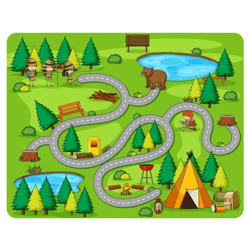 cute cartoon maze game template 1 طرح وکتور قد کودکان با طرح مار فیل و کوه