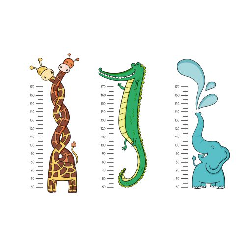 cute drawn height meters pack illustrated 1 طرح وکتور قد کودکان با سه طرح فیل تمصاح و زرافه