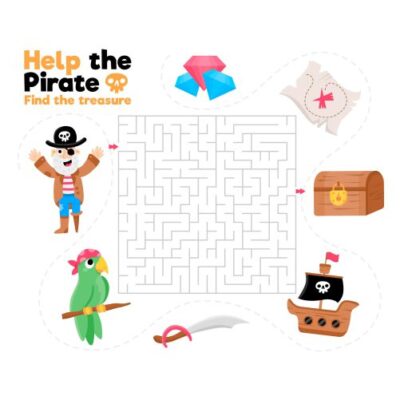 طرح وکتور پسرانه ماز دزدان دریایی و گنج