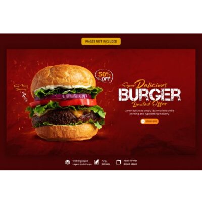 طرح لایه باز PSD و بنر همبرگر و ساندویچ