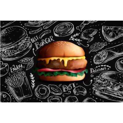 طرح زمینه منو فست فود - طرح وکتور همبرگر