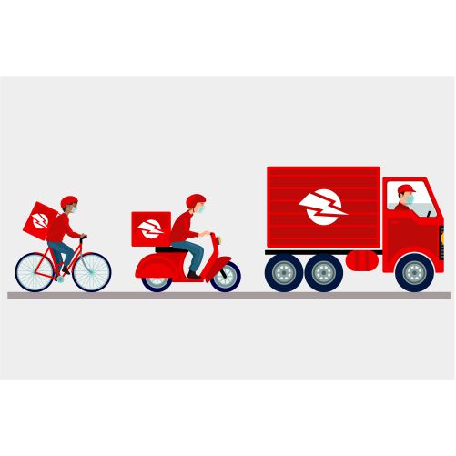delivery service with masks concept 1 طرح وکتور سیستم حمل و نقل
