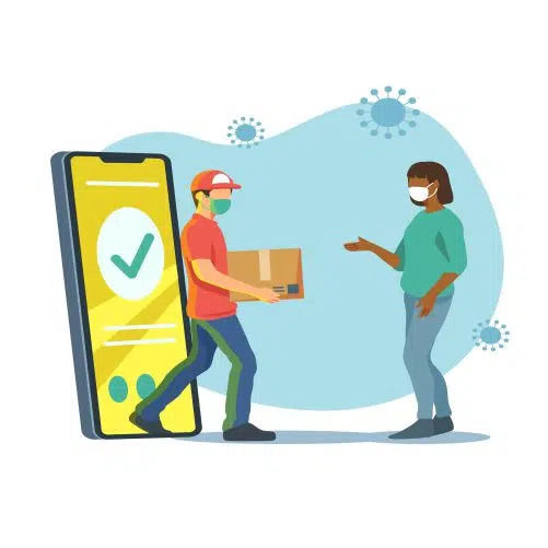 delivery service with masks concept 3 1 کرونا-واکسیناسیون-اینفوگرافیک-با-سرنگ